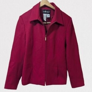 Vintage Sag Harbor Women's Blazer Zip Jacket Crimson Red 12